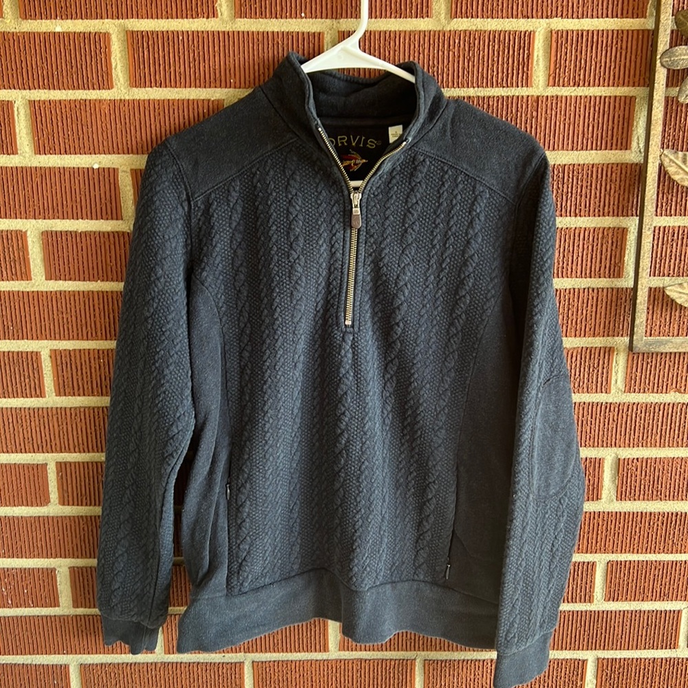 Orvis navy quarter zip pullover small